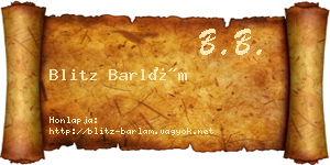 Blitz Barlám névjegykártya